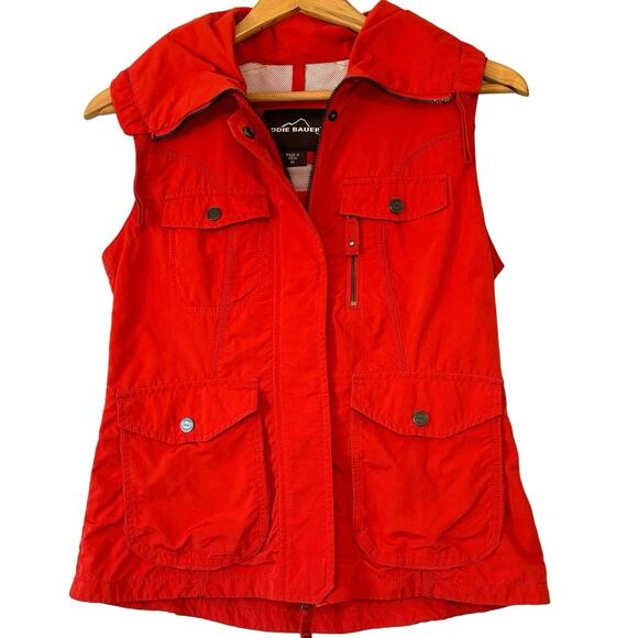 Eddie Bauer Jackets & Blazers - Eddie Bauer Red Orange Vest with Pockets Women’s XS